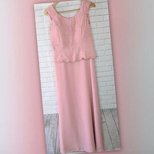 May Queen Pink Beaded Formal Dress Mother of the Bride Women's large